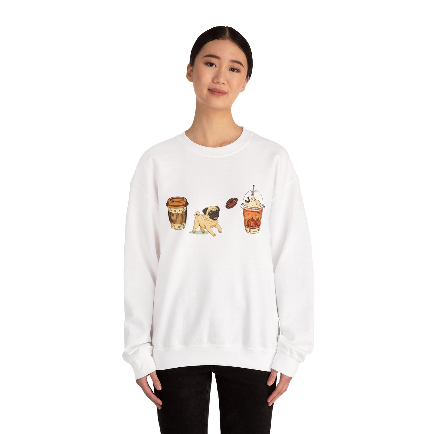 Pug Fall Cups Unisex Heavy Blend™ Crewneck Sweatshirt