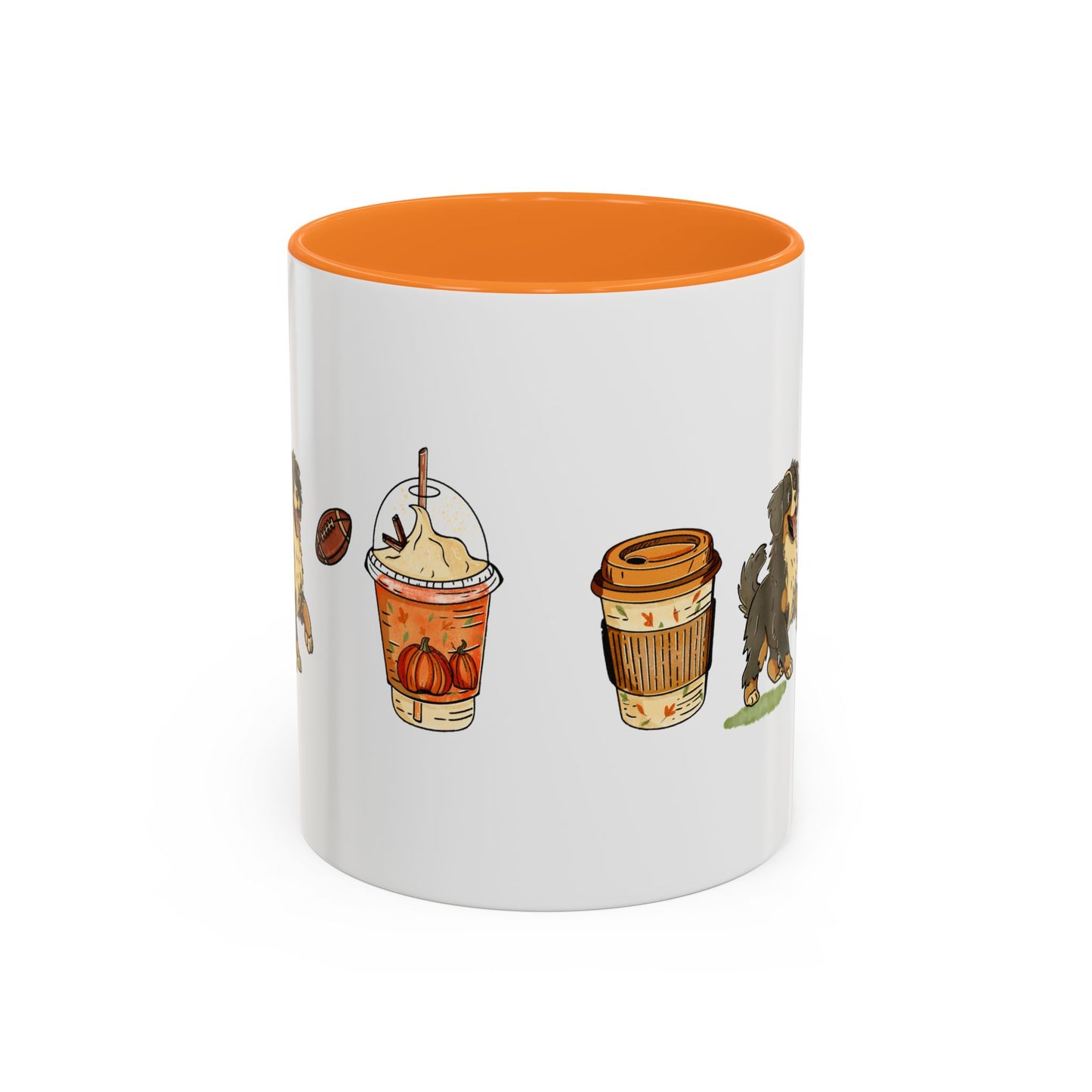Bernese Mountain dog Fall design, color Mugs 11oz