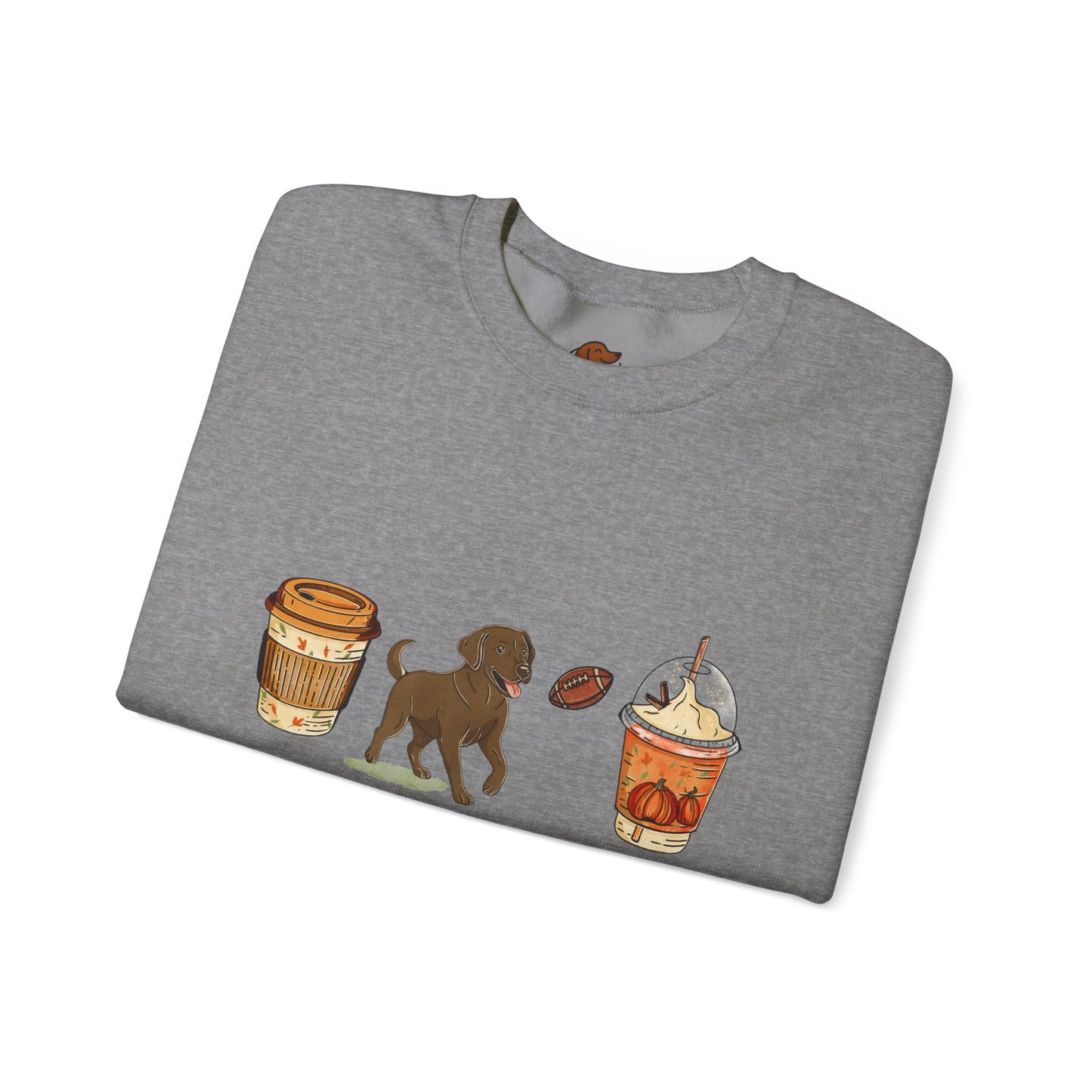 Chocolate lab Fall Cups Unisex Heavy Blend™ Crewneck Sweatshirt
