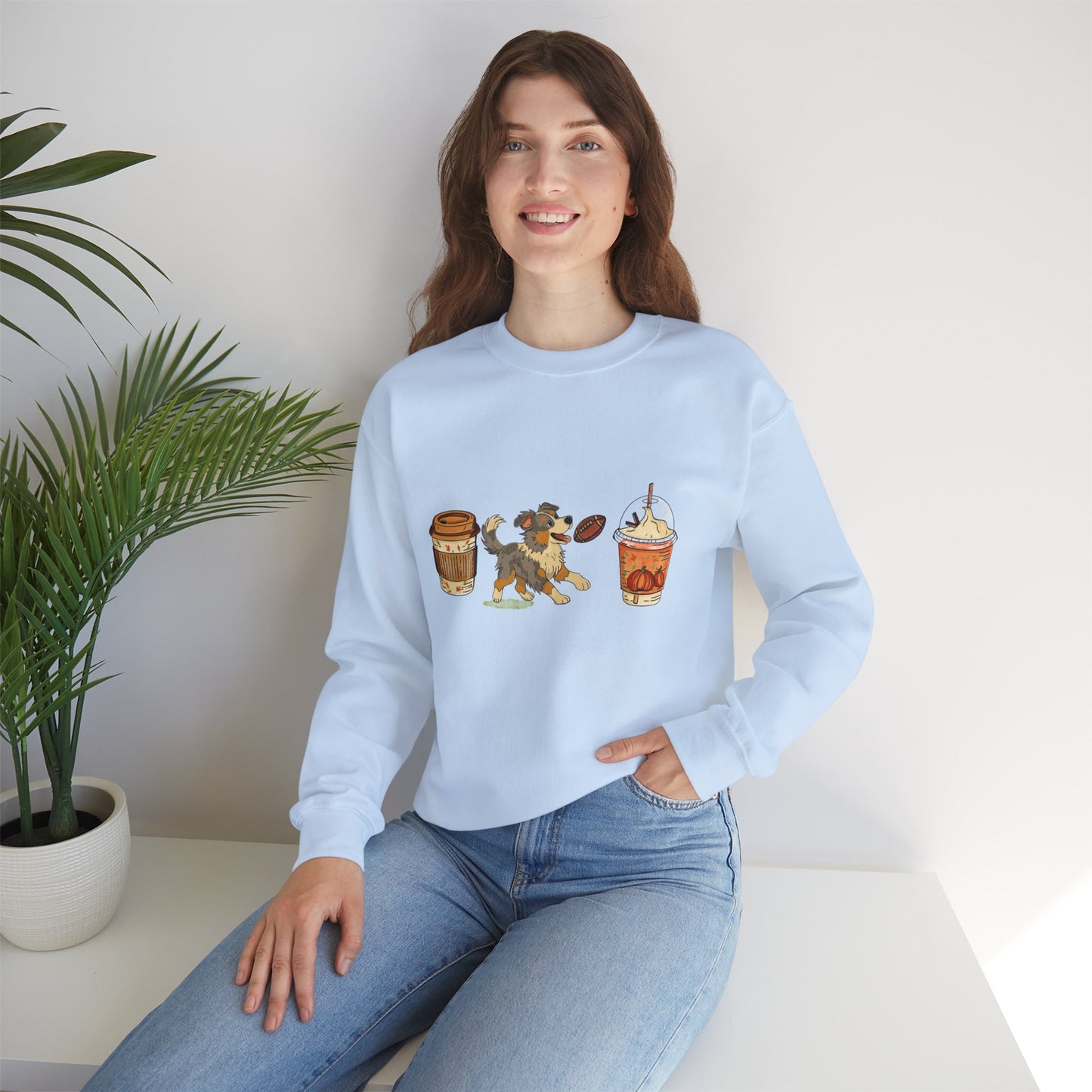 Australian Shepherd Fall Cups Unisex Heavy Blend™ Crewneck Sweatshirt