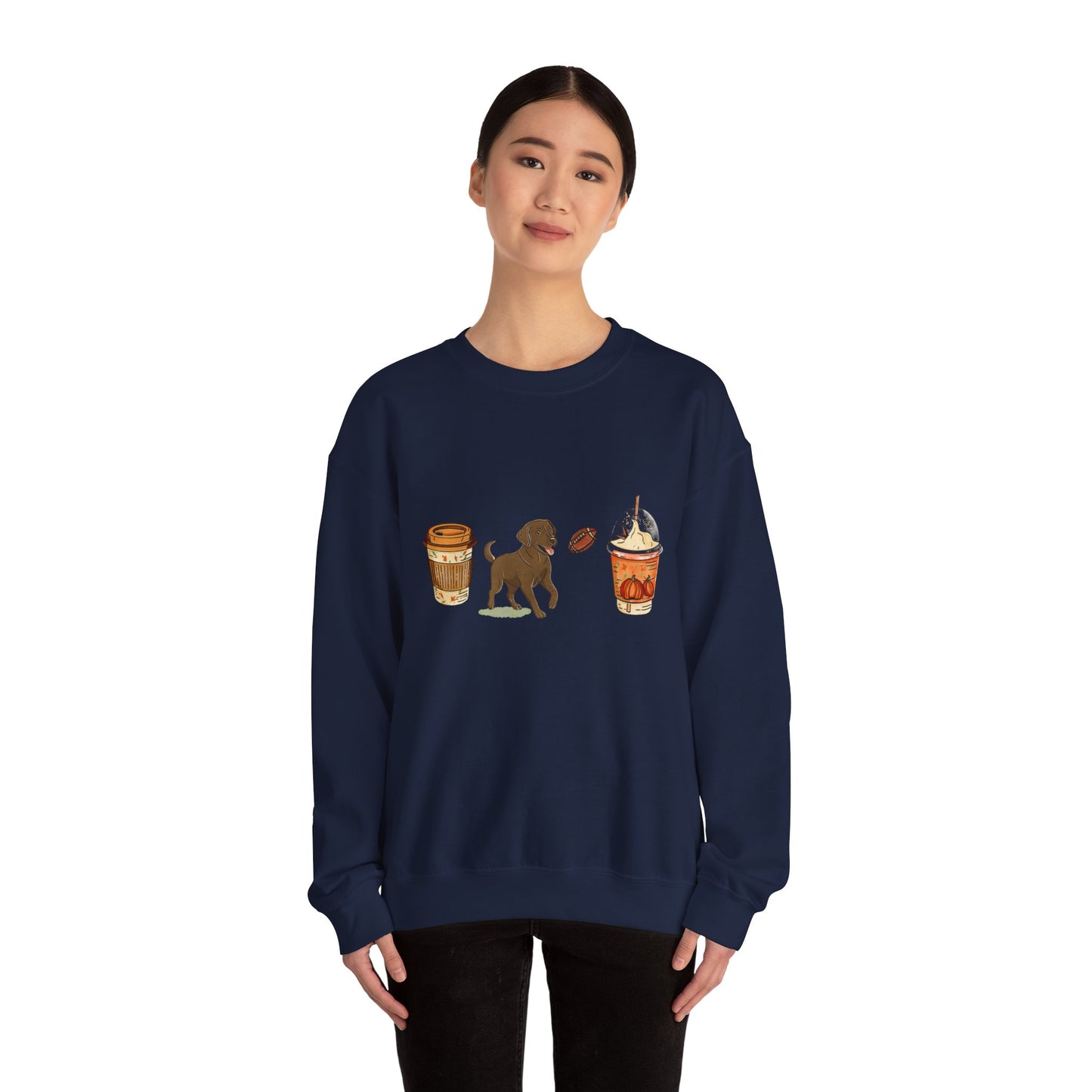 Chocolate lab Fall Cups Unisex Heavy Blend™ Crewneck Sweatshirt