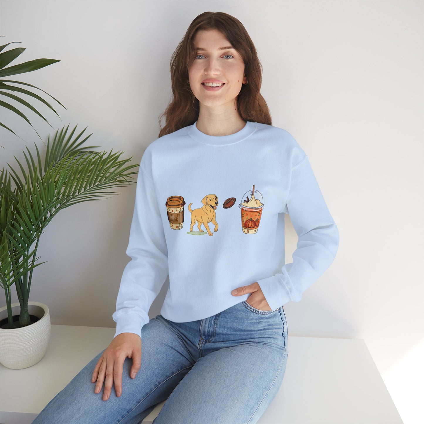 Yellow Lab Fall Cups Unisex Heavy Blend™ Crewneck Sweatshirt