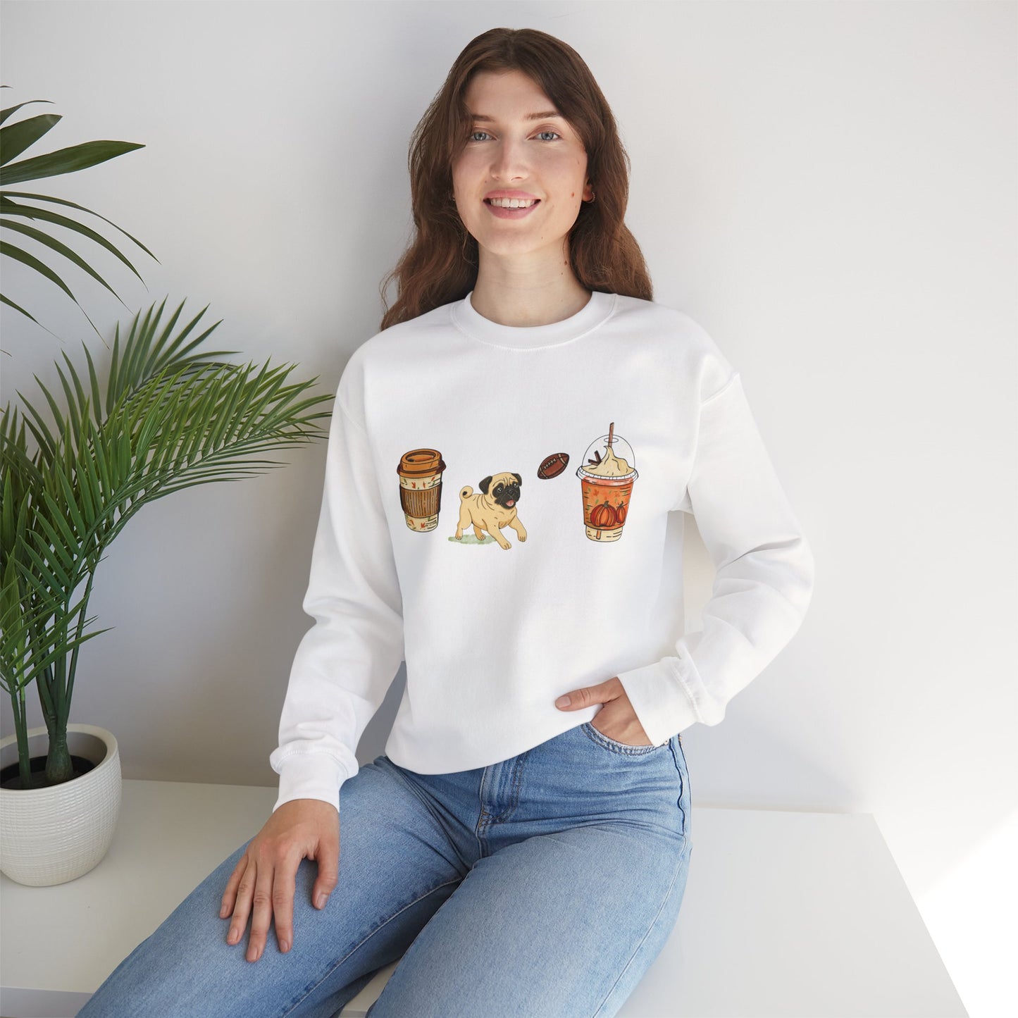Pug Fall Cups Unisex Heavy Blend™ Crewneck Sweatshirt