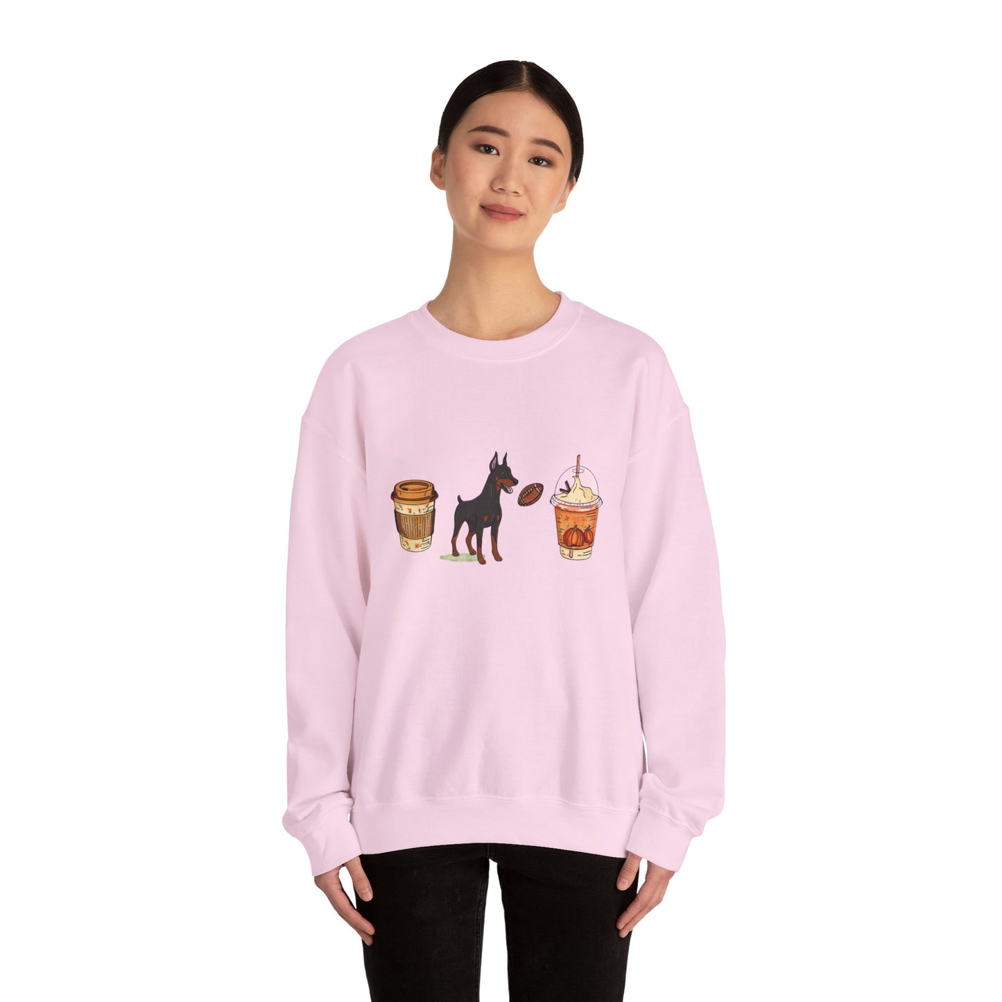 Doberman Fall Cups Unisex Heavy Blend™ Crewneck Sweatshirt