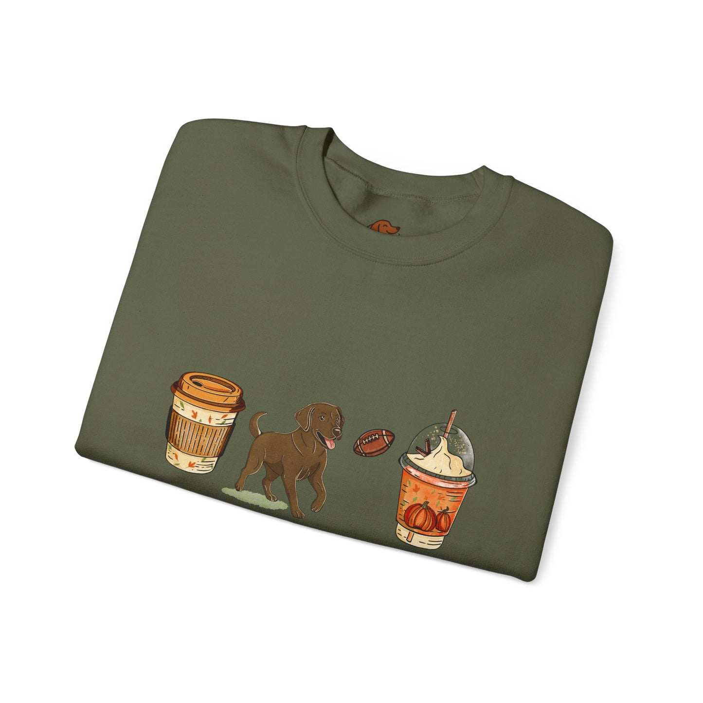 Chocolate lab Fall Cups Unisex Heavy Blend™ Crewneck Sweatshirt