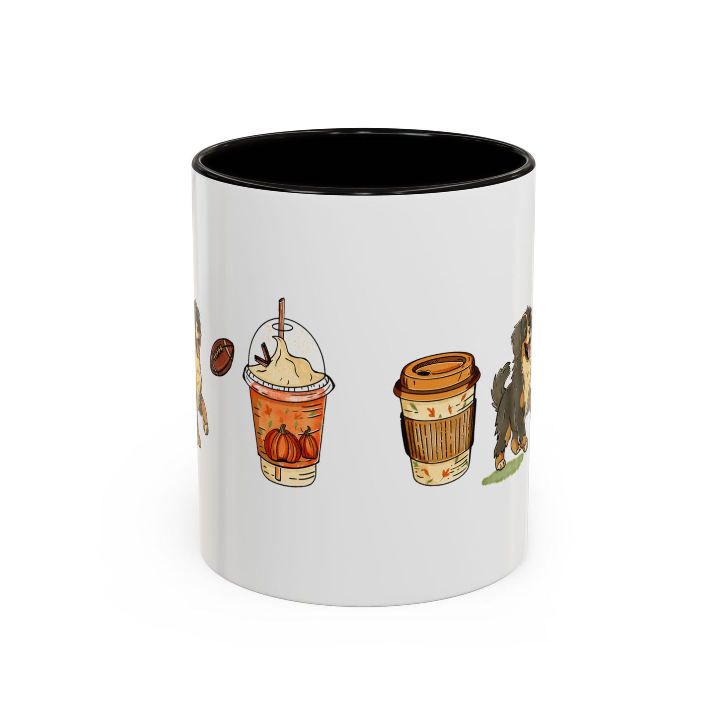 Bernese Mountain dog Fall design, color Mugs 11oz
