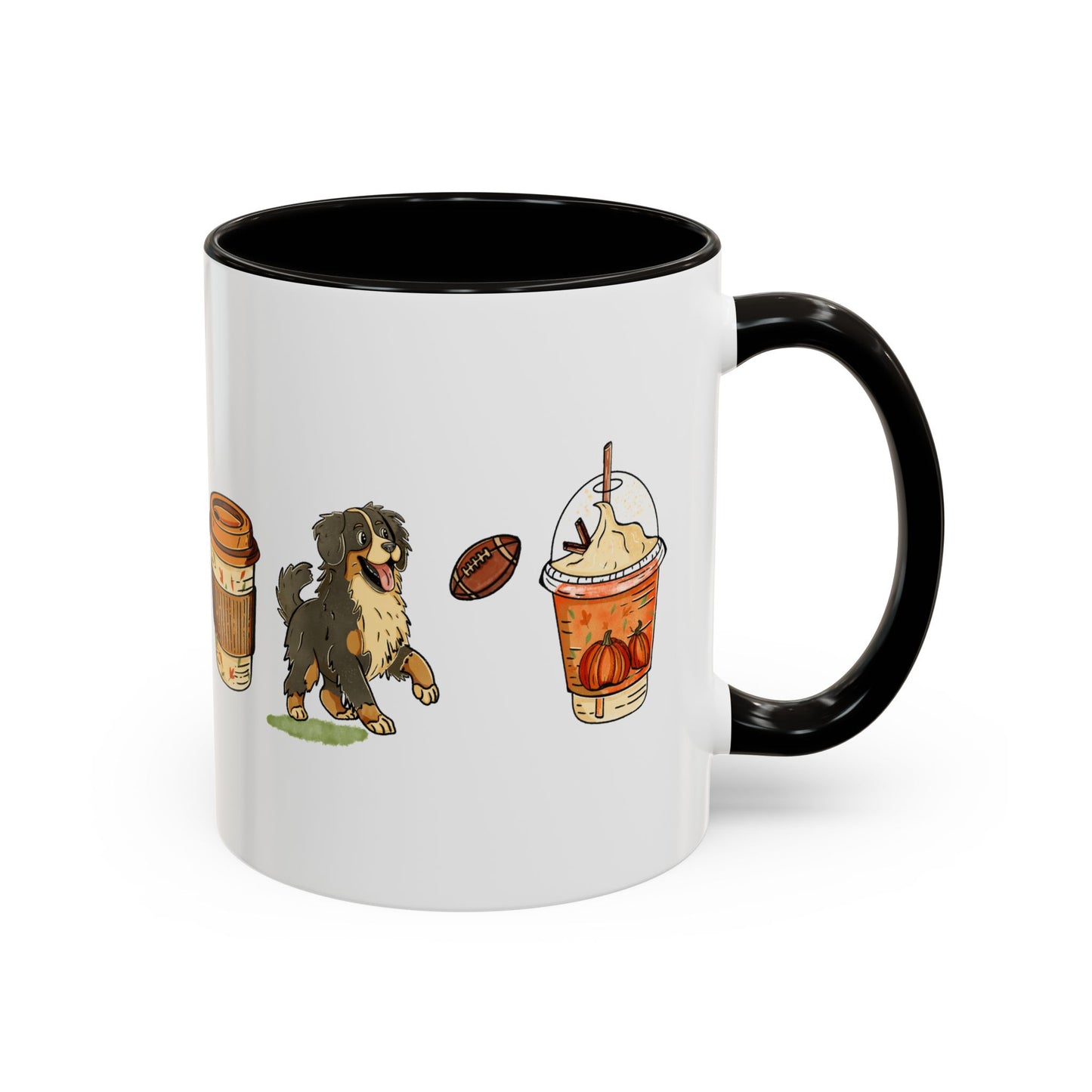 Bernese Mountain dog Fall design, color Mugs 11oz