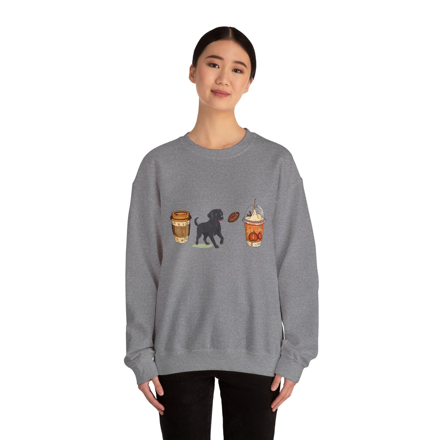 Black lab Fall Cups Unisex Heavy Blend™ Crewneck Sweatshirt