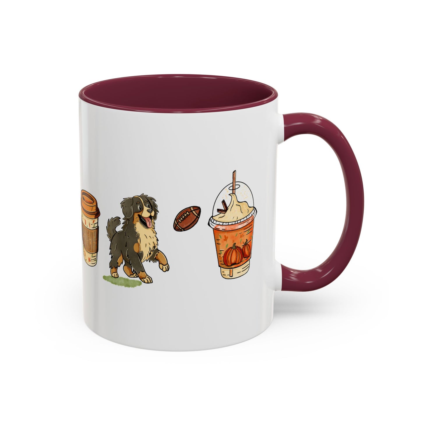 Bernese Mountain dog Fall design, color Mugs 11oz