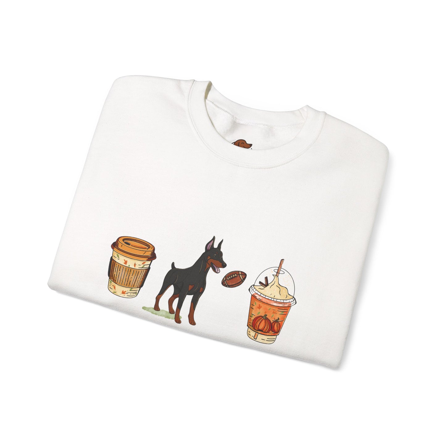 Doberman Fall Cups Unisex Heavy Blend™ Crewneck Sweatshirt