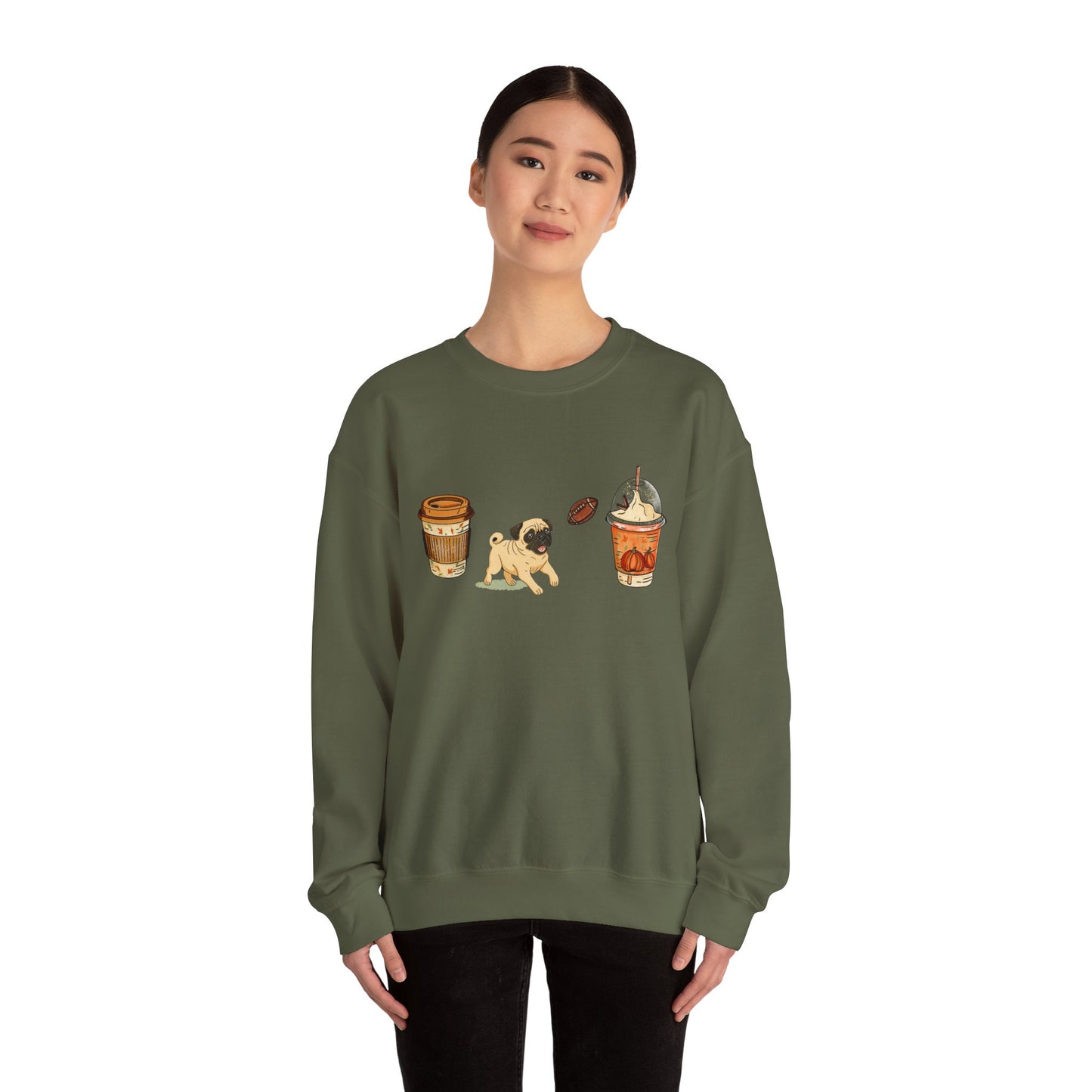 Pug Fall Cups Unisex Heavy Blend™ Crewneck Sweatshirt