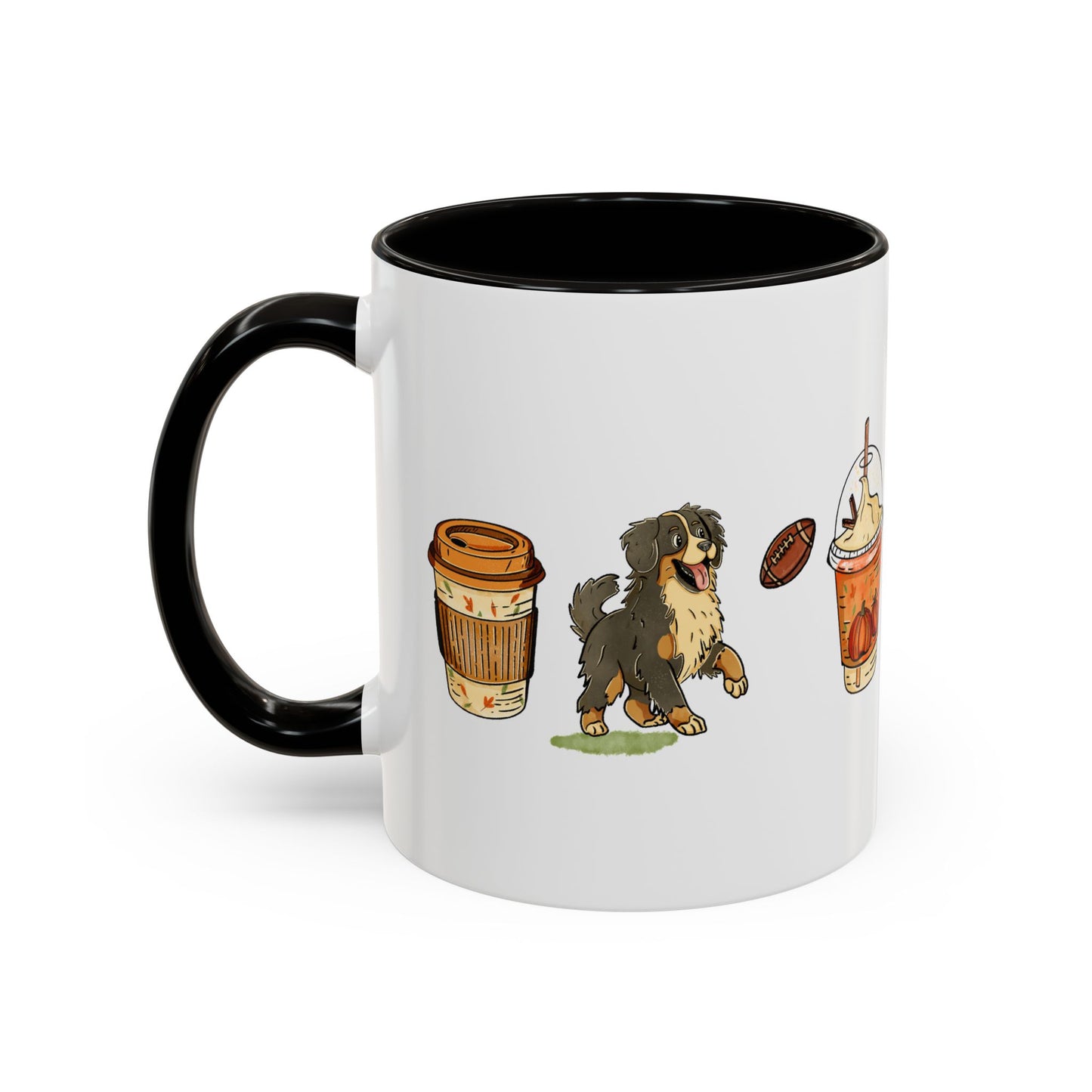 Bernese Mountain dog Fall design, color Mugs 11oz