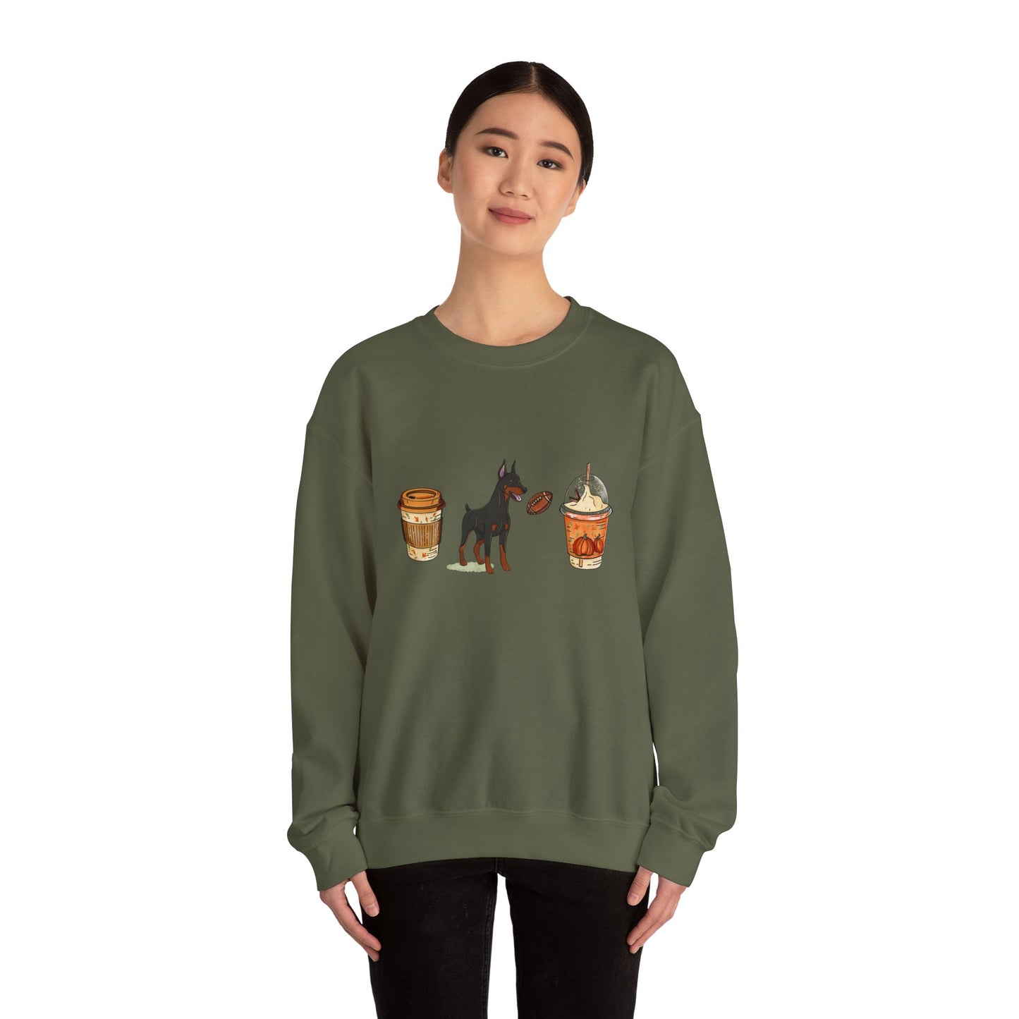 Doberman Fall Cups Unisex Heavy Blend™ Crewneck Sweatshirt