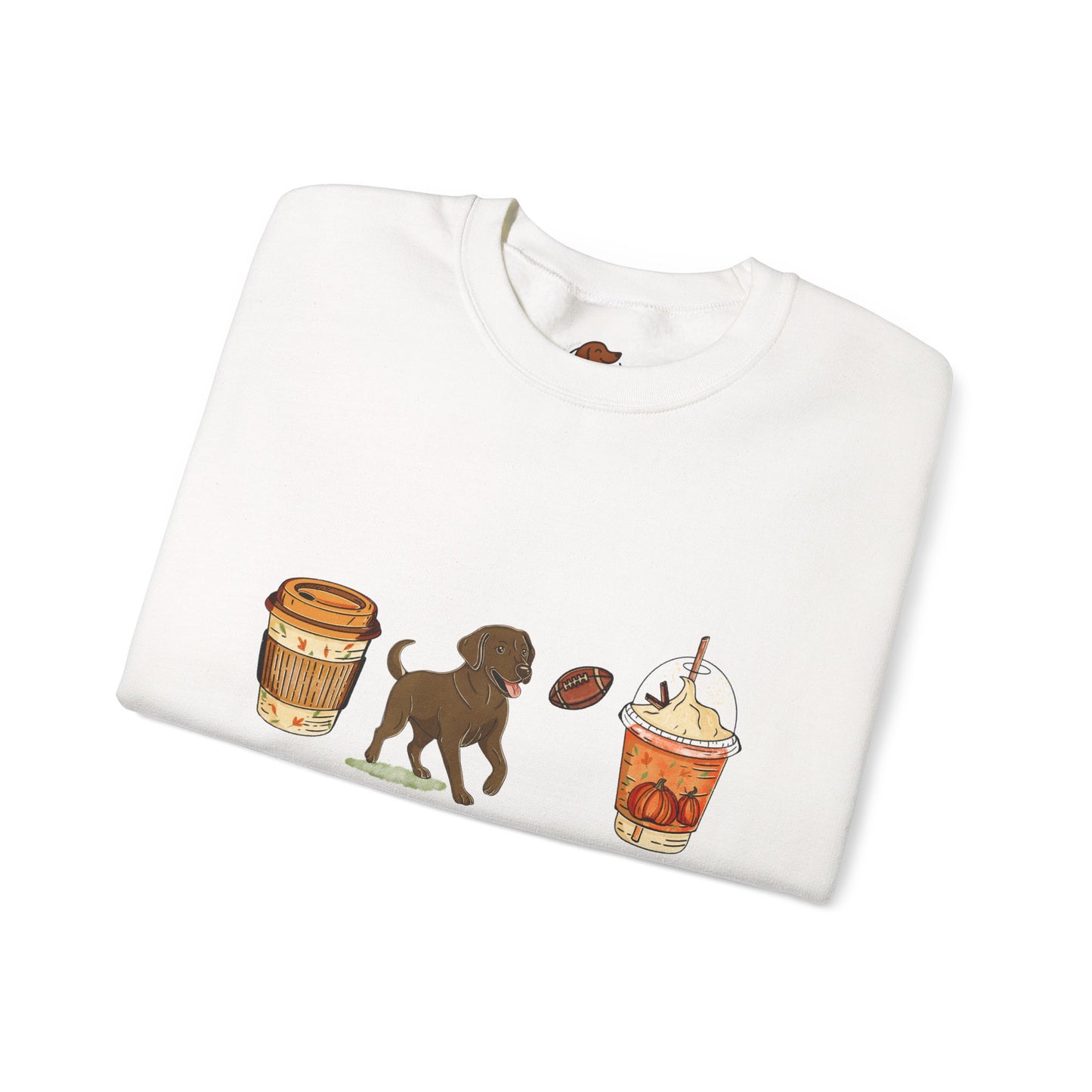 Chocolate lab Fall Cups Unisex Heavy Blend™ Crewneck Sweatshirt