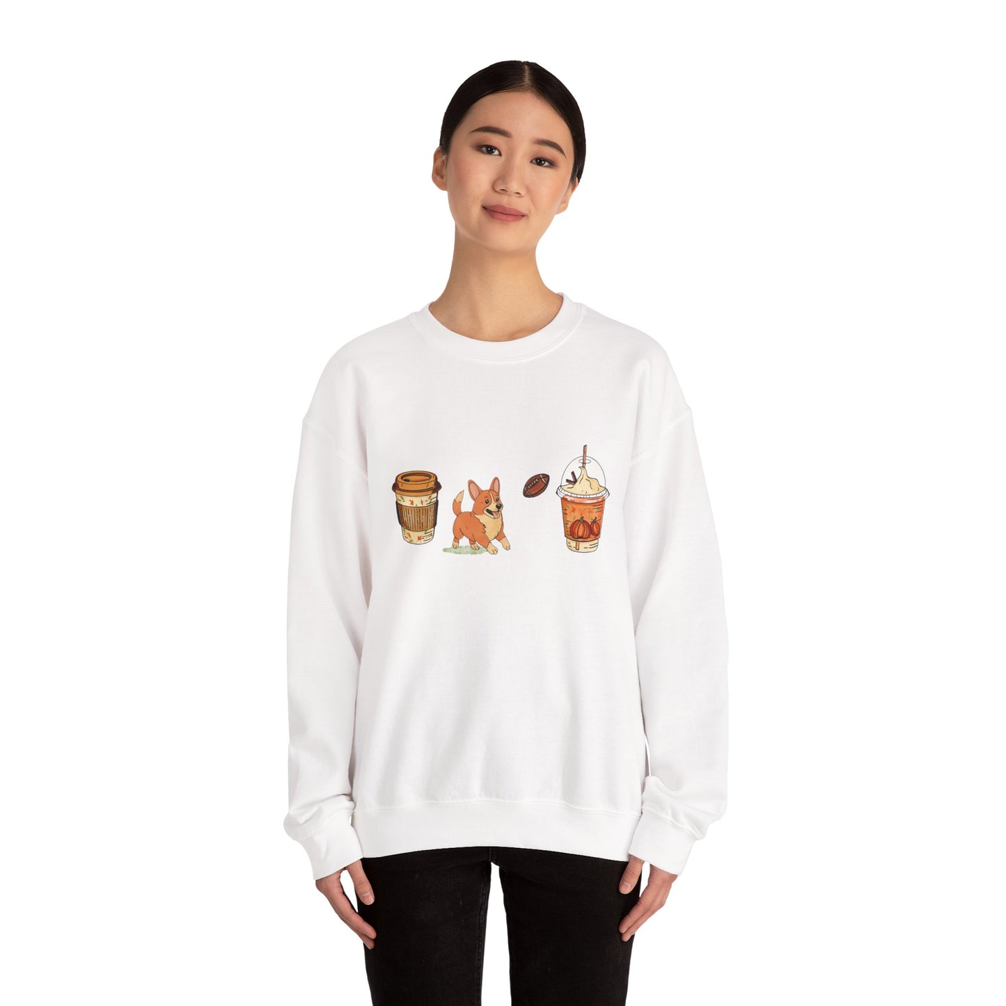 Corgi Fall Cups Unisex Heavy Blend™ Crewneck Sweatshirt