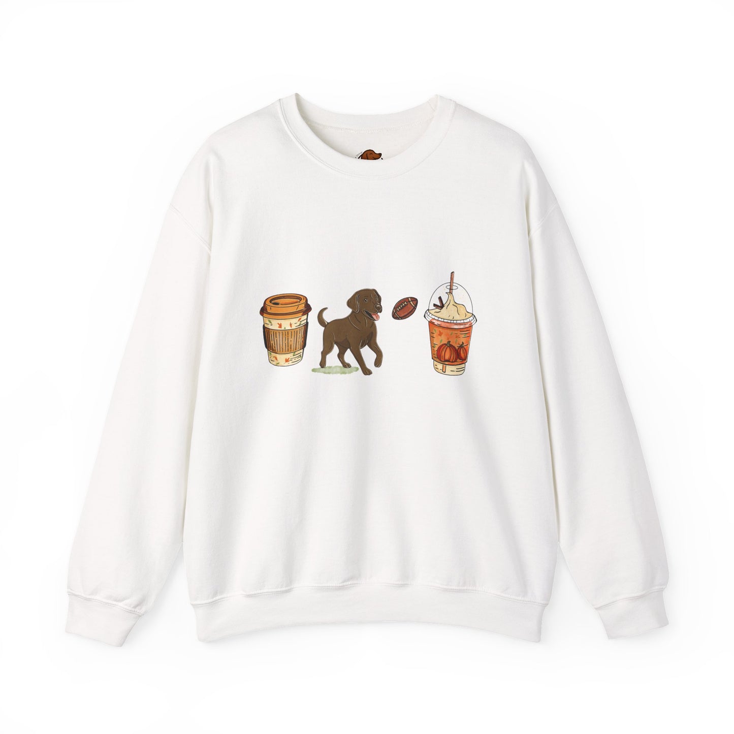 Chocolate lab Fall Cups Unisex Heavy Blend™ Crewneck Sweatshirt