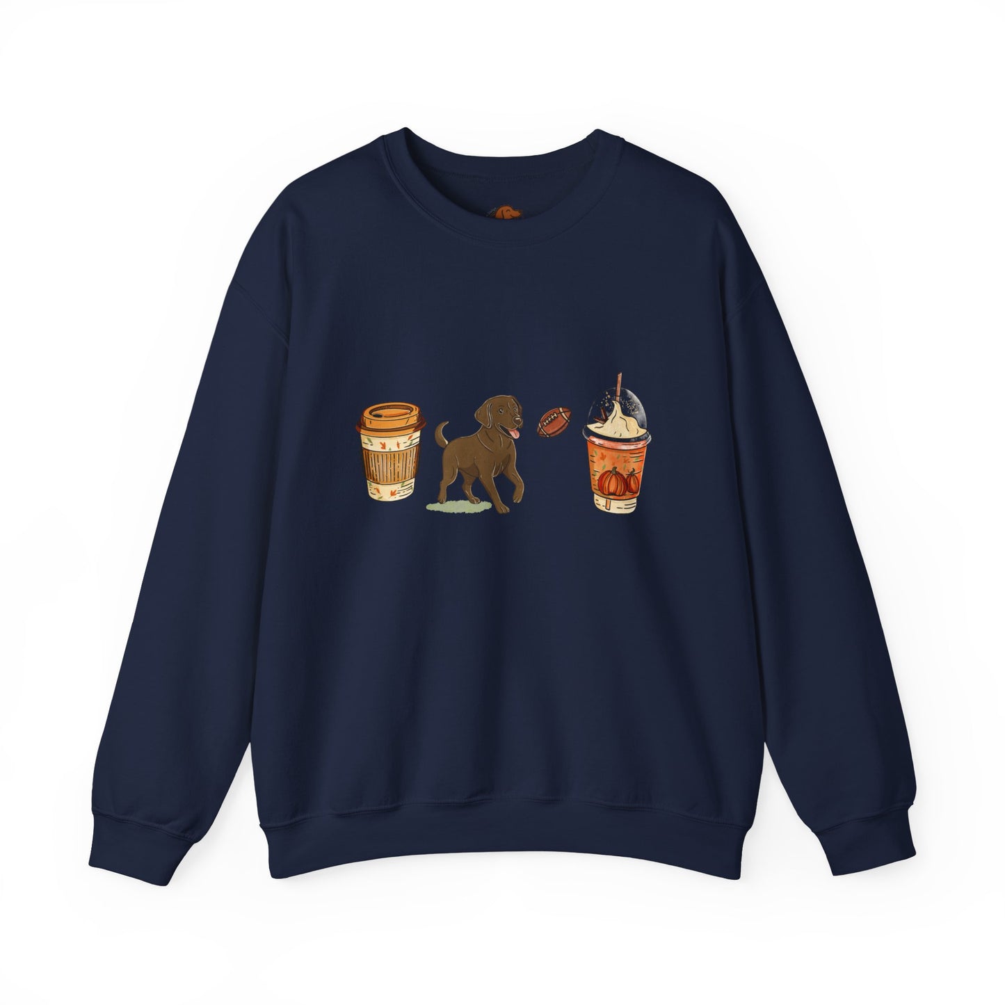 Chocolate lab Fall Cups Unisex Heavy Blend™ Crewneck Sweatshirt