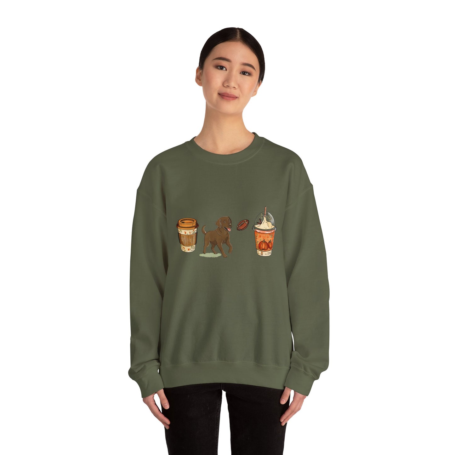 Chocolate lab Fall Cups Unisex Heavy Blend™ Crewneck Sweatshirt