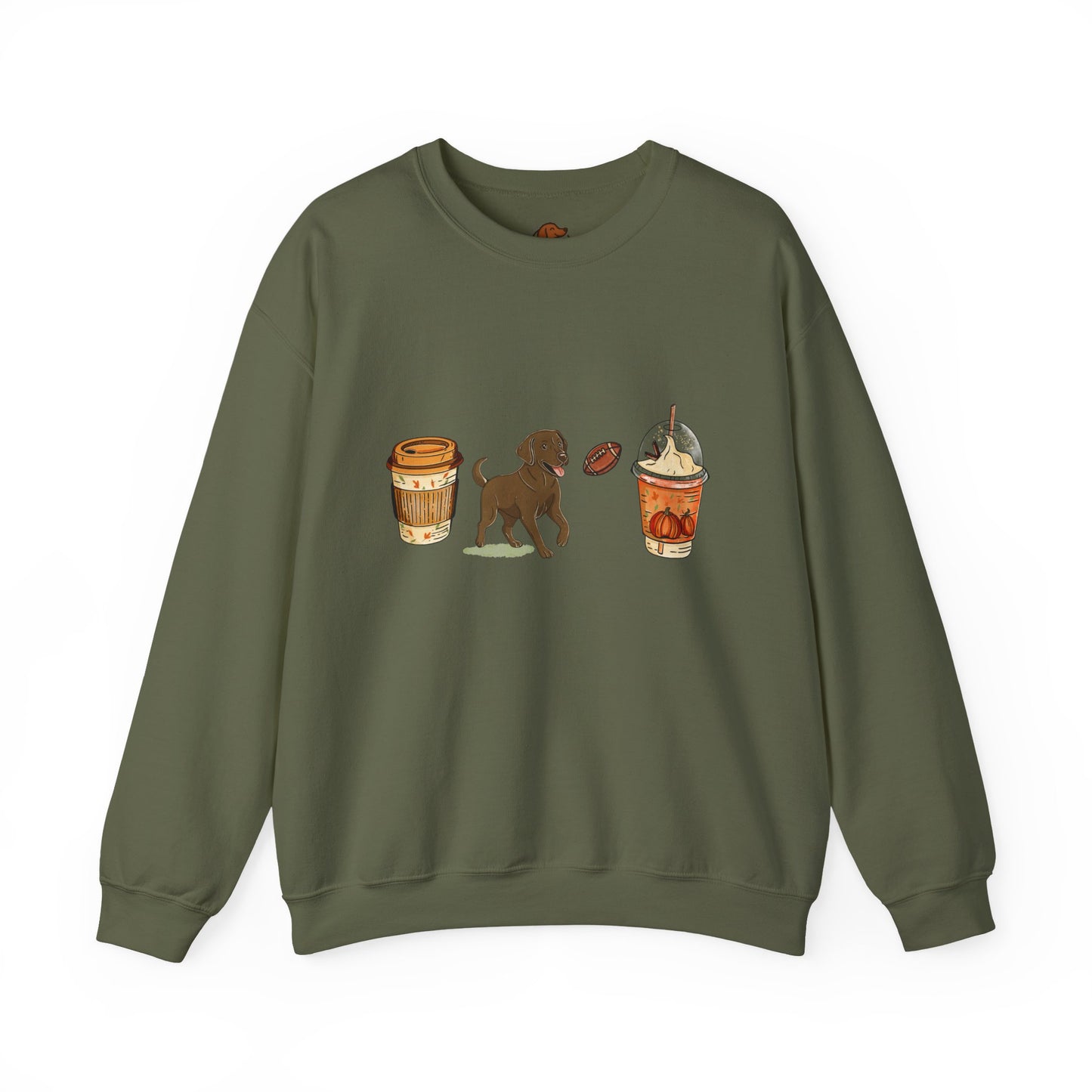 Chocolate lab Fall Cups Unisex Heavy Blend™ Crewneck Sweatshirt