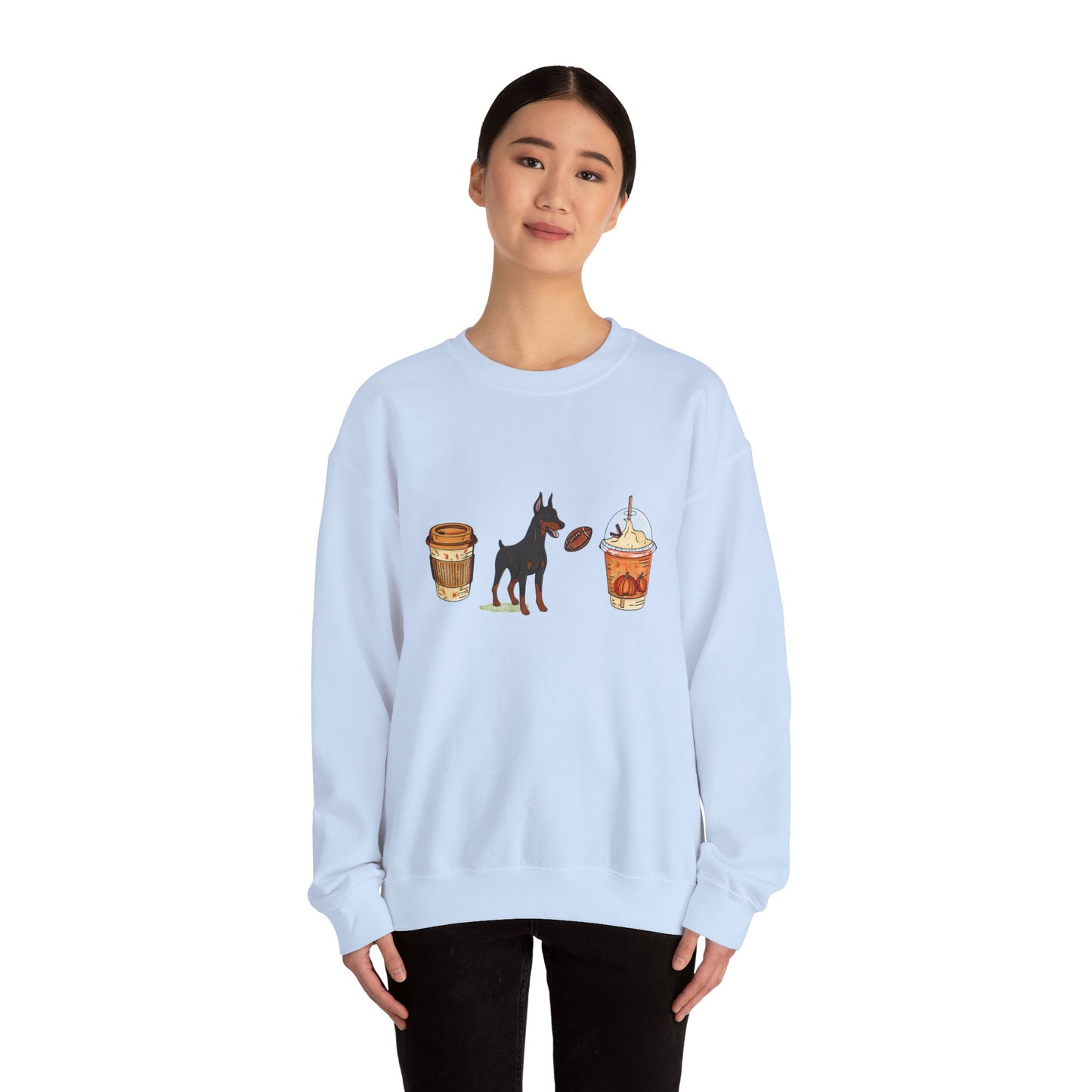 Doberman Fall Cups Unisex Heavy Blend™ Crewneck Sweatshirt