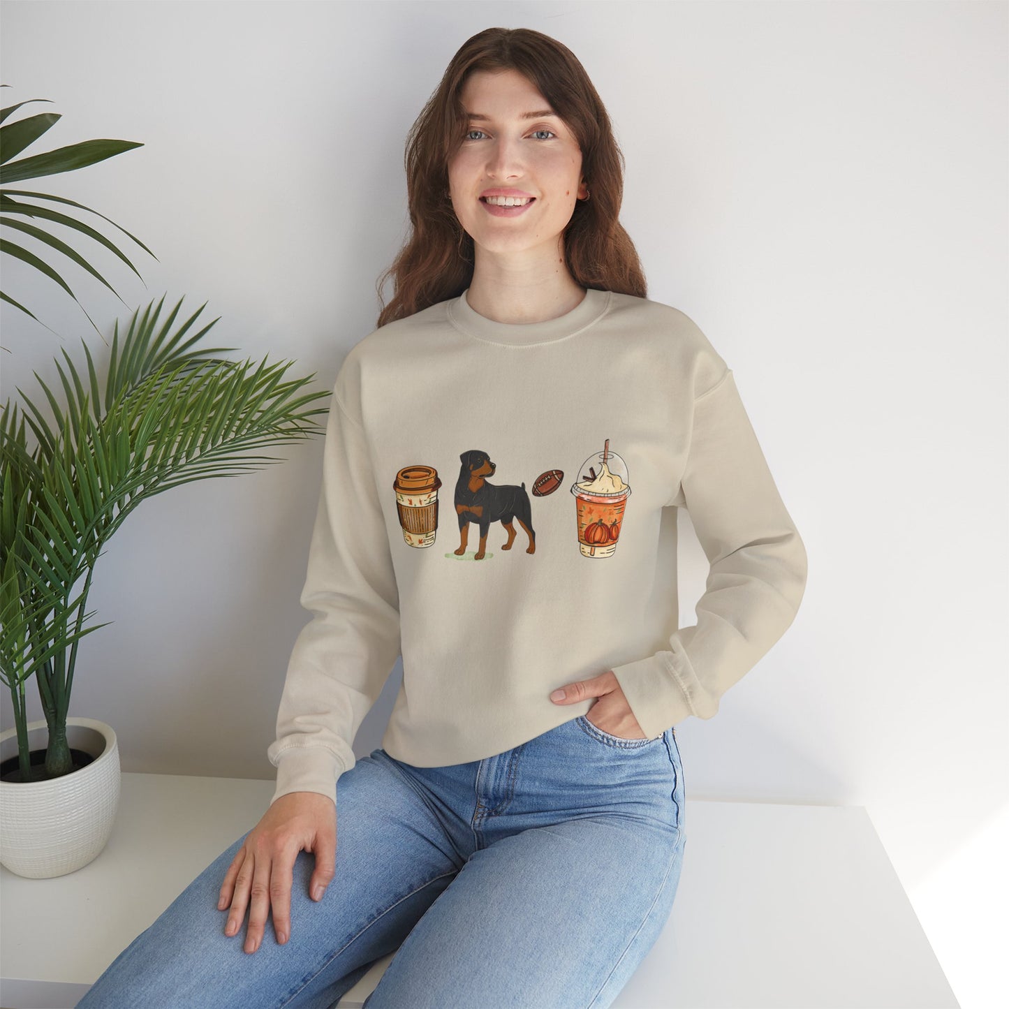 Rottweiler Fall Cups Unisex Heavy Blend™ Crewneck Sweatshirt