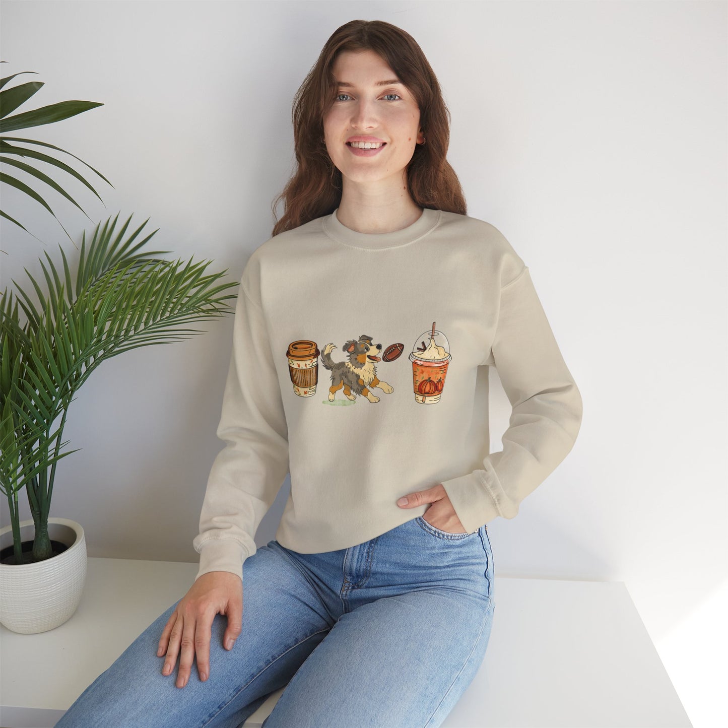 Australian Shepherd Fall Cups Unisex Heavy Blend™ Crewneck Sweatshirt