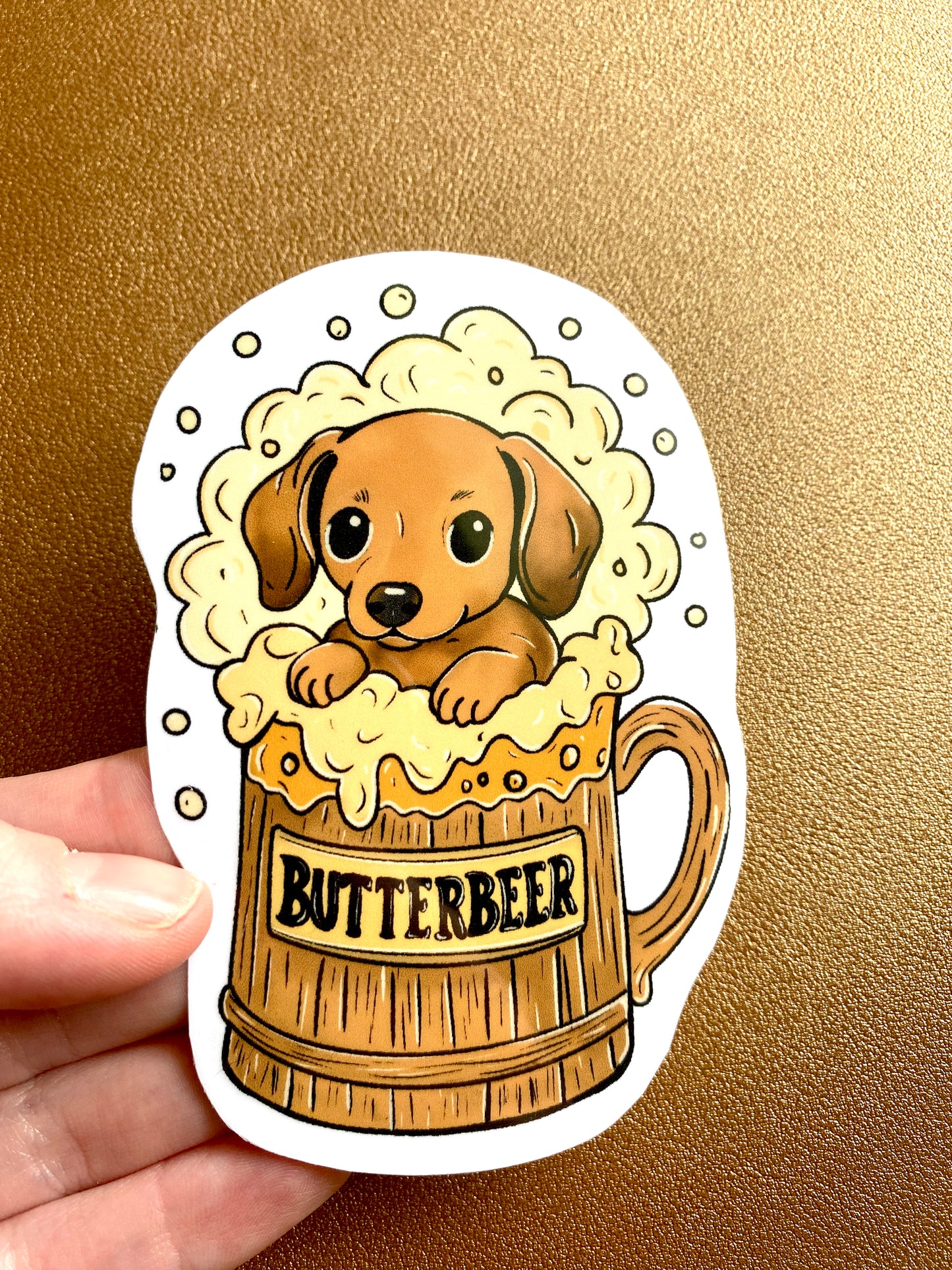 Sticker -Muggle Pup of butterbeer (Dachshund)