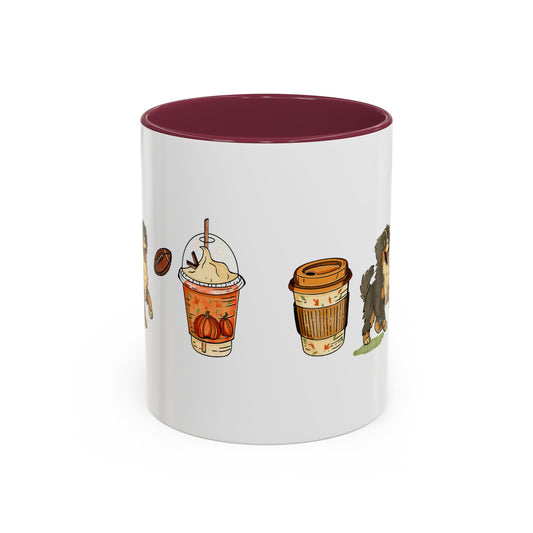 Bernese Mountain dog Fall design, color Mugs 11oz