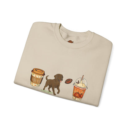 Chocolate lab Fall Cups Unisex Heavy Blend™ Crewneck Sweatshirt