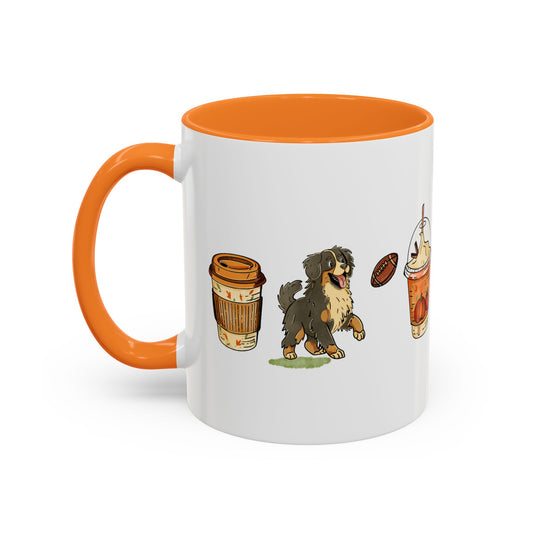 Bernese Mountain dog Fall design, color Mugs 11oz