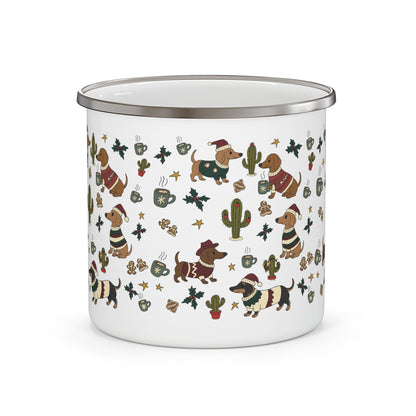 Weenie dog desert Christmas Camping Mug