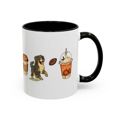 Bernese Mountain dog Fall design, color Mugs 11oz