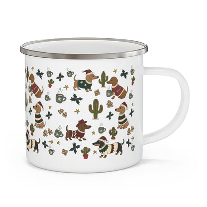 Weenie dog desert Christmas Camping Mug