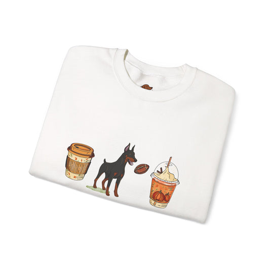 Doberman Fall Cups Unisex Heavy Blend™ Crewneck Sweatshirt