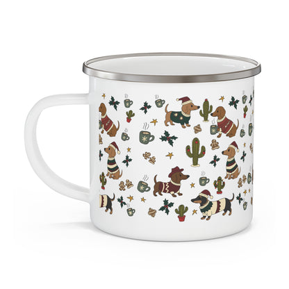 Weenie dog desert Christmas Camping Mug