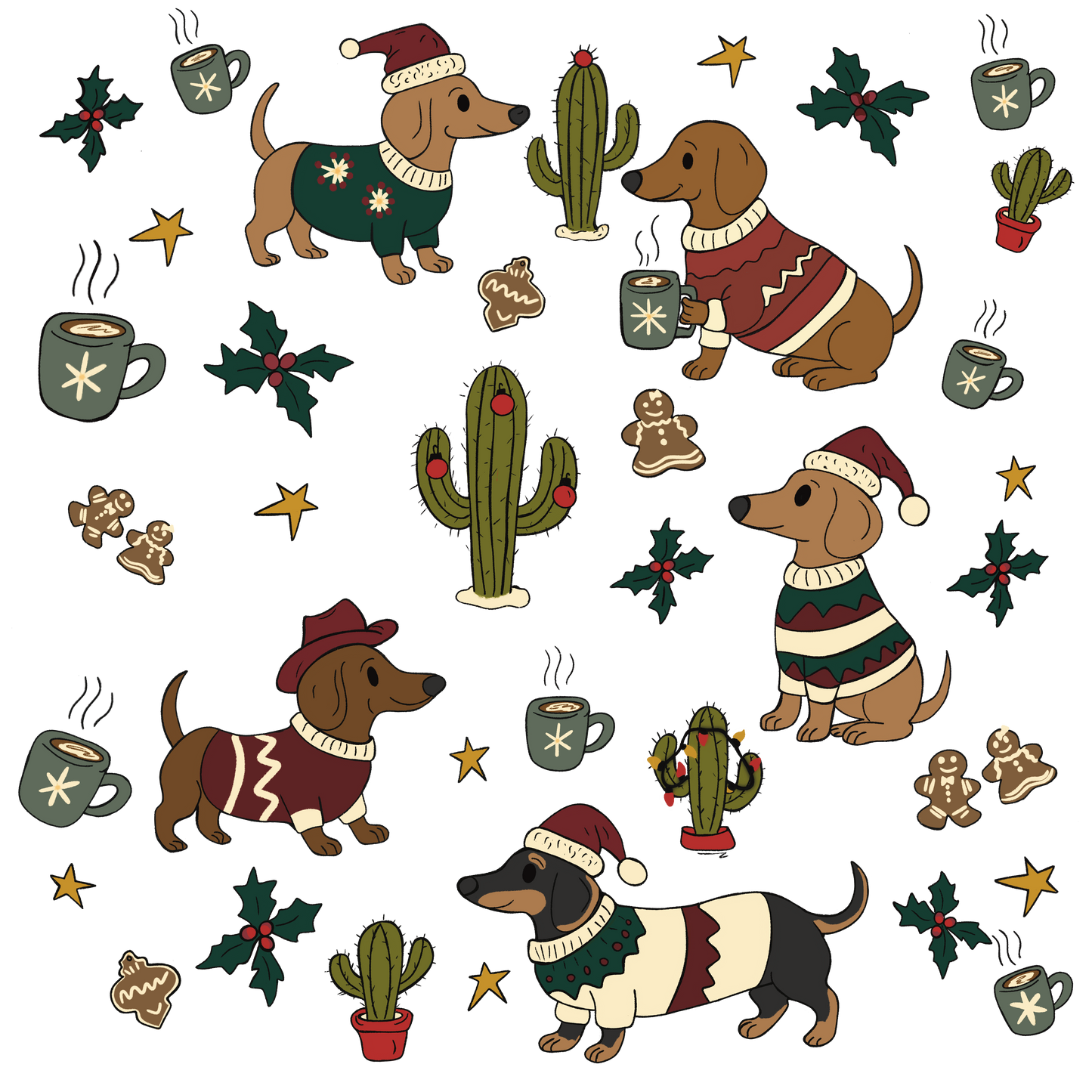 Weenie dog desert Christmas Camping Mug