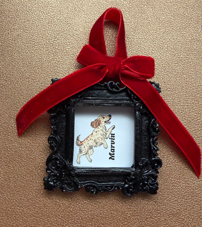 Custom Pet Ornament W/Vintage Frame