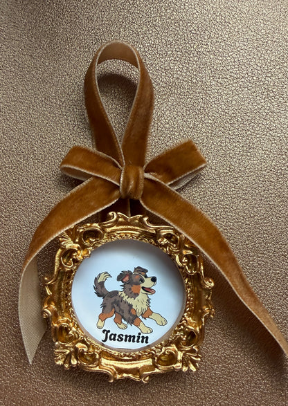 Custom Pet Ornament W/Vintage Frame